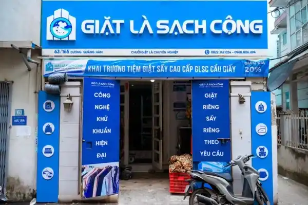 Mẫu biển quảng cáo tiệm giặt là hiện đại