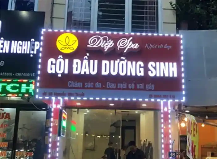 Biển gội đầu làm từ alu hiflex với thiết kế đẹp và bắt mắt