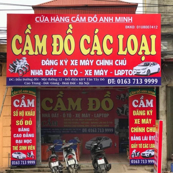 Biển cầm đồ thi công hoàn thiện, đảm bảo thẩm mỹ