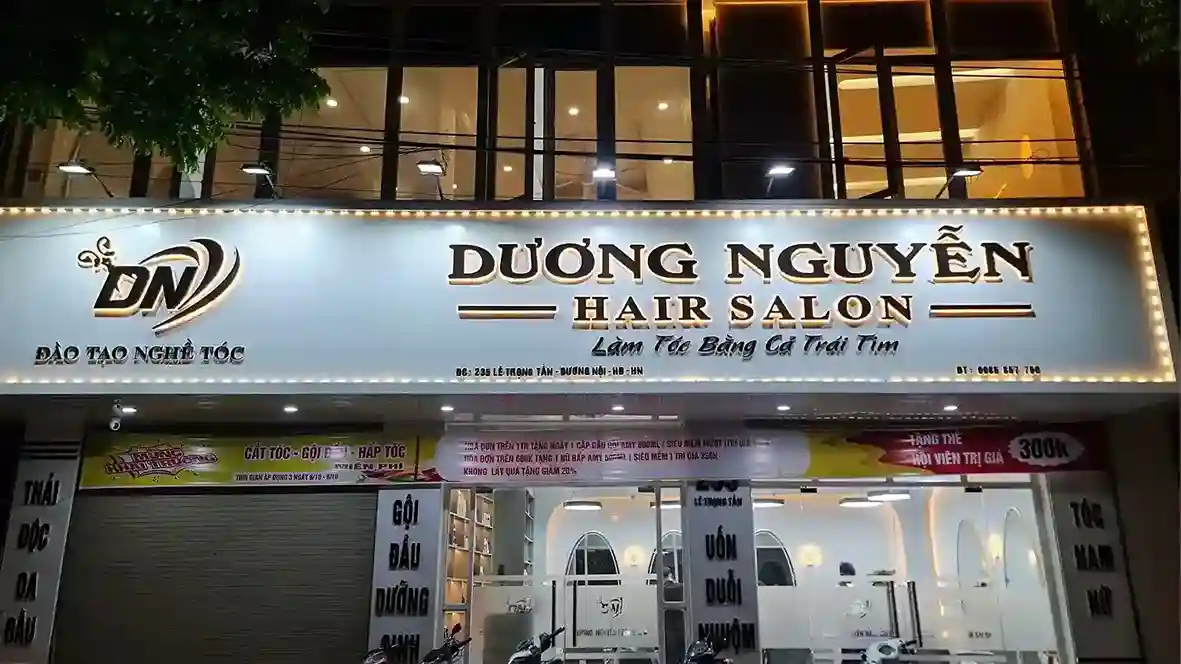 Biển quảng cáo salon tóc alu hiện đại, phù hợp mặt tiền lớn