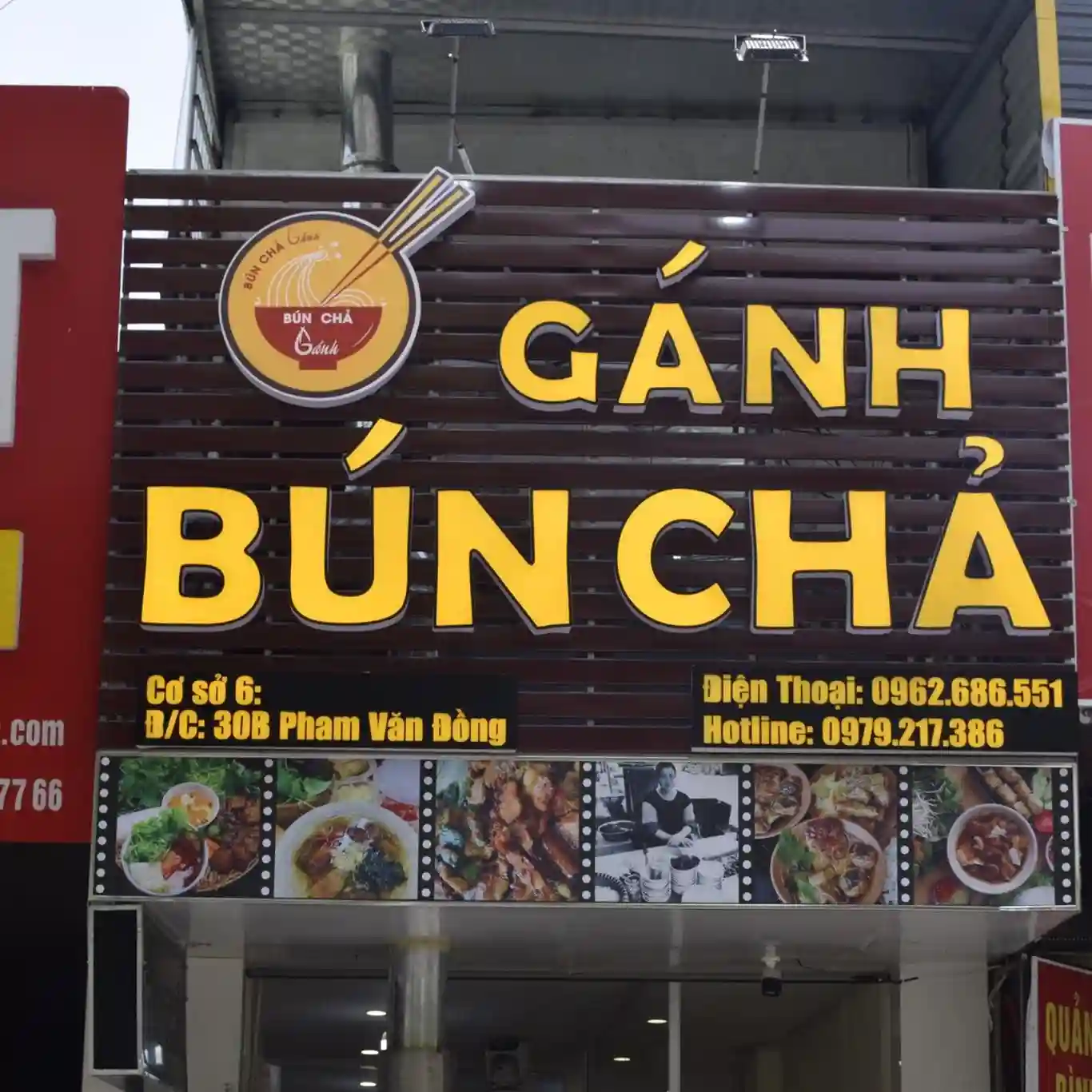 Biển quảng cáo bún chả kiểu chữ nổi được hoàn thiện sắc nét.