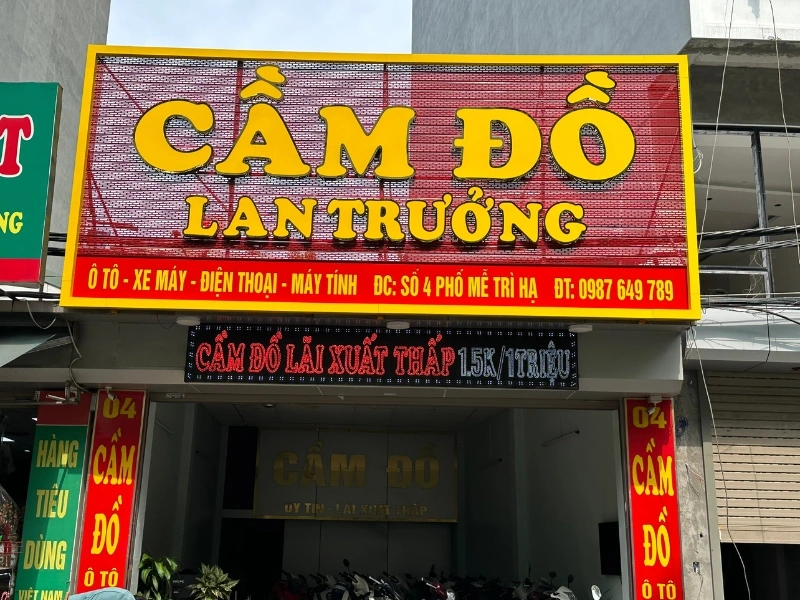 Biển quảng cáo cầm đồ thiết kế nổi bật, dễ nhận diện