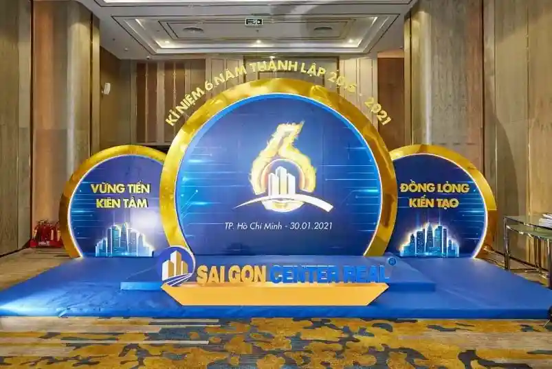 Thi công backdrop kỷ niệm thành lập công ty
